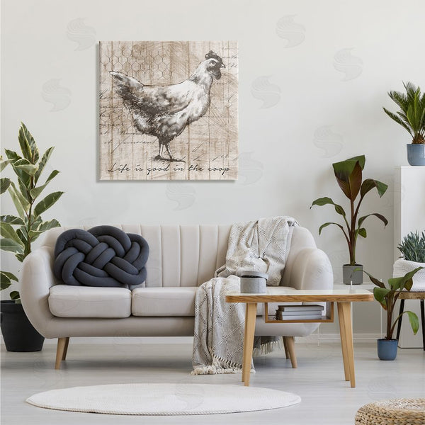 Stupell Industries Conrad Knutsen | Life's Good In Coop Vintage Text Farm Chicken Wall Art