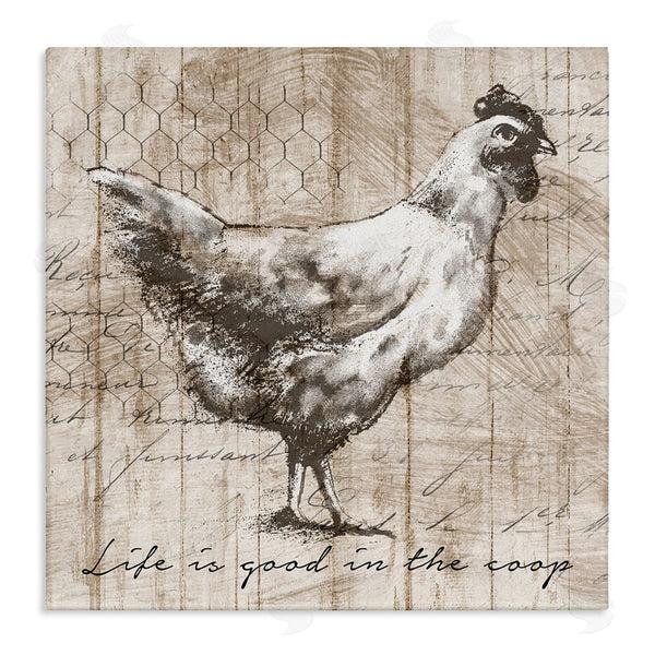 stupell industries Conrad Knutsen | Life's Good In Coop Vintage Text Farm Chicken Wall Art