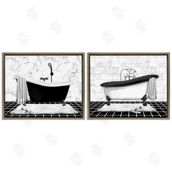Stupell Industries Conrad Knutsen | Marble Clawfoot Soaking Tub Wall Art