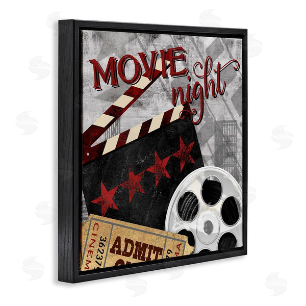 Stupell Industries Conrad Knutsen | Movie Night Cinema Reel Entertainment Ticket Sign Wall Art
