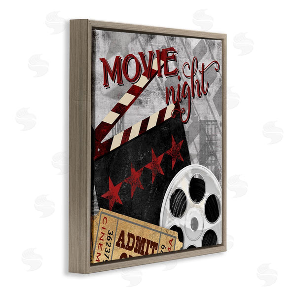 Stupell Industries Conrad Knutsen | Movie Night Cinema Reel Entertainment Ticket Sign Wall Art