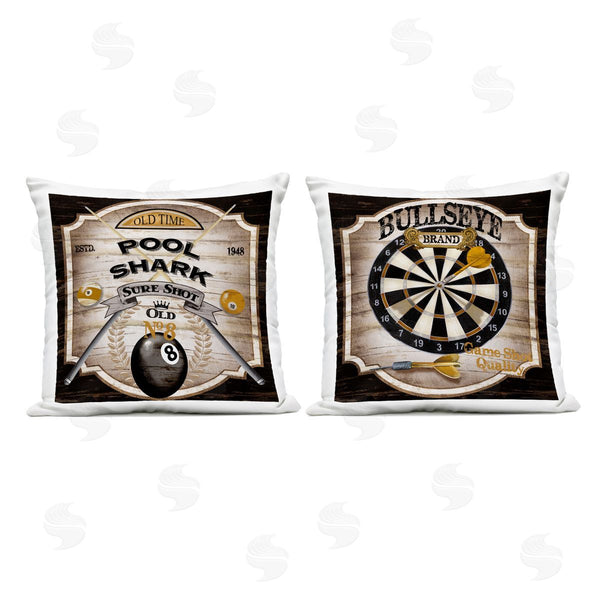 Stupell Industries Conrad Knutsen | Pool & Darts Rustic Pub Games Printed Throw Pillow Set