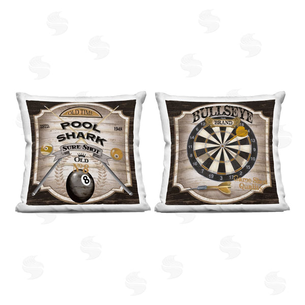 stupell industries Conrad Knutsen | Pool & Darts Rustic Pub Games Printed Throw Pillow Set