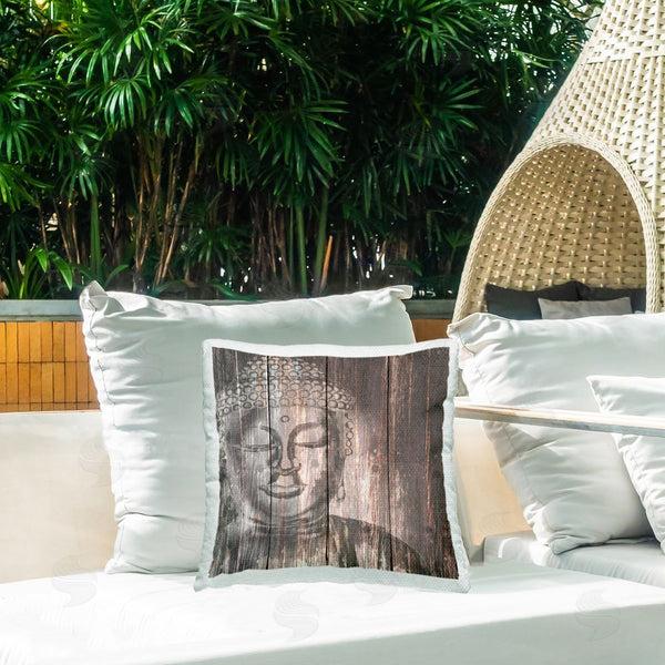 Stupell Industries Conrad Knutsen | Rustic Buddha Face Printed Throw Pillow