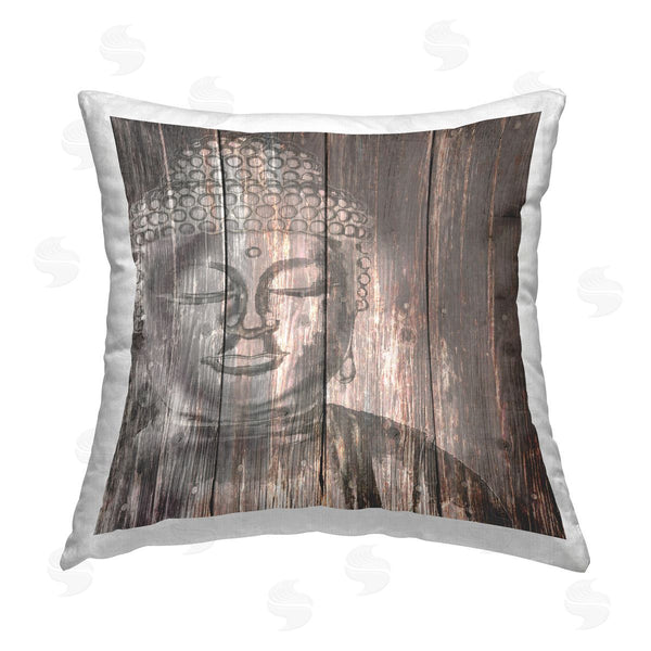 stupell industries Conrad Knutsen | Rustic Buddha Face Printed Throw Pillow