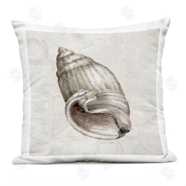 Stupell Industries Conrad Knutsen | Seashell Over Vintage Map Printed Throw Pillow