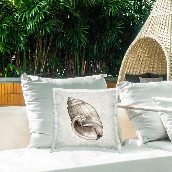 Stupell Industries Conrad Knutsen | Seashell Over Vintage Map Printed Throw Pillow