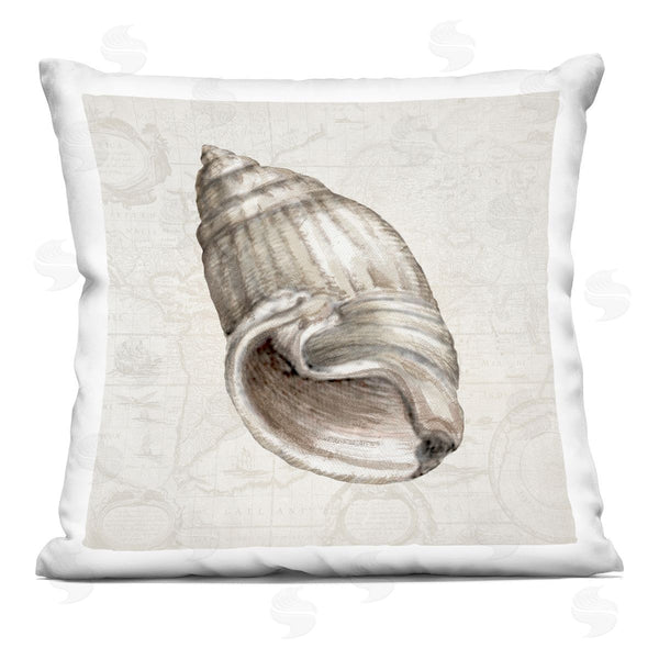 stupell industries Conrad Knutsen | Seashell over Vintage Map Printed Throw Pillow