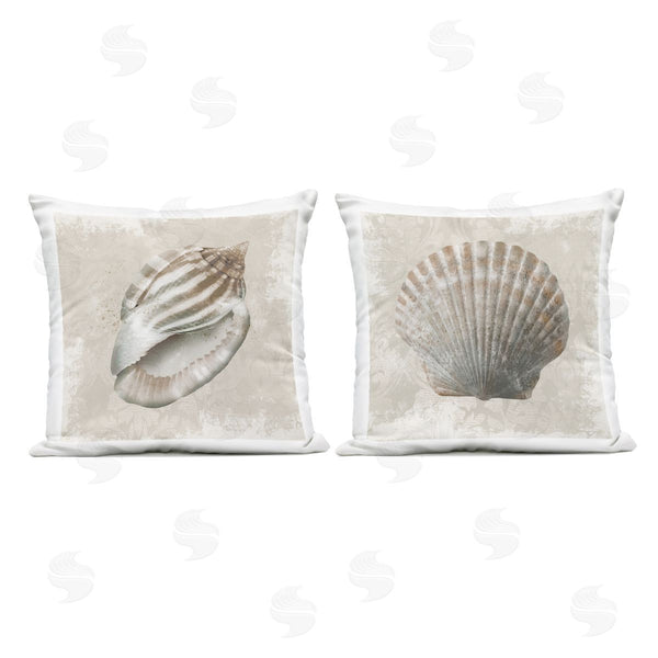 Stupell Industries Conrad Knutsen | Seashells Over Subtle Damask Printed Throw Pillow Set