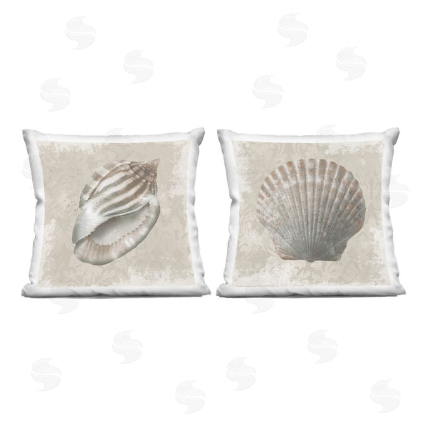 stupell industries Conrad Knutsen | Seashells over Subtle Damask Printed Throw Pillow Set