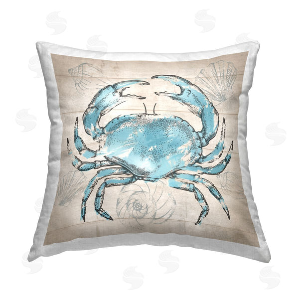 stupell industries Conrad Knutsen | Vintage Drawn Crab Printed Throw Pillow