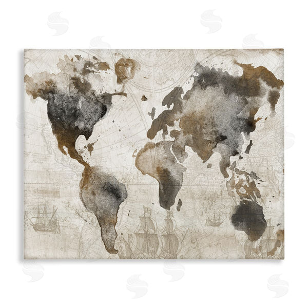 stupell industries Conrad Knutsen | Vintage Rustic World Map Wall Art