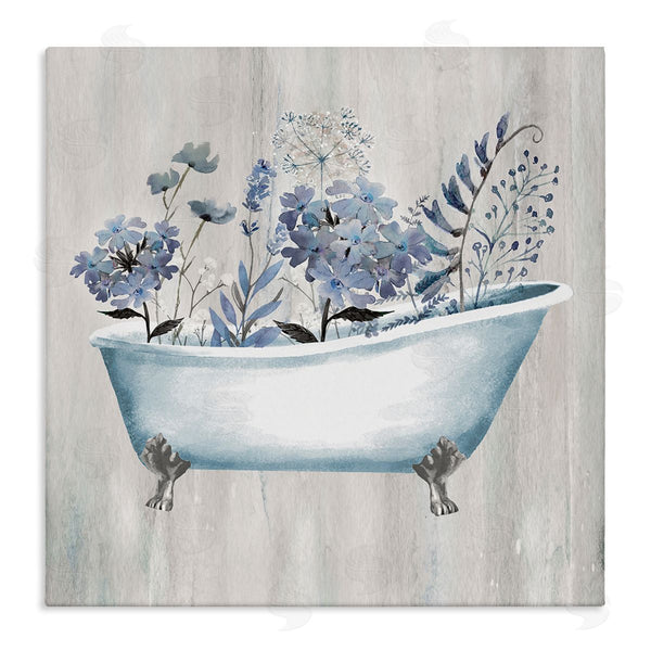 stupell industries Conrad Knutsen | Vintage Tub & Blue Florals Wall Art