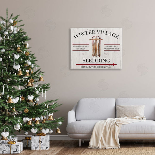 Stupell Industries Conrad Knutsen | Winter Village Sledding Wall Art