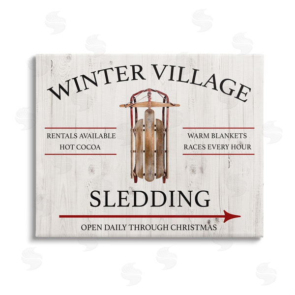 stupell industries Conrad Knutsen | Winter Village Sledding Wall Art