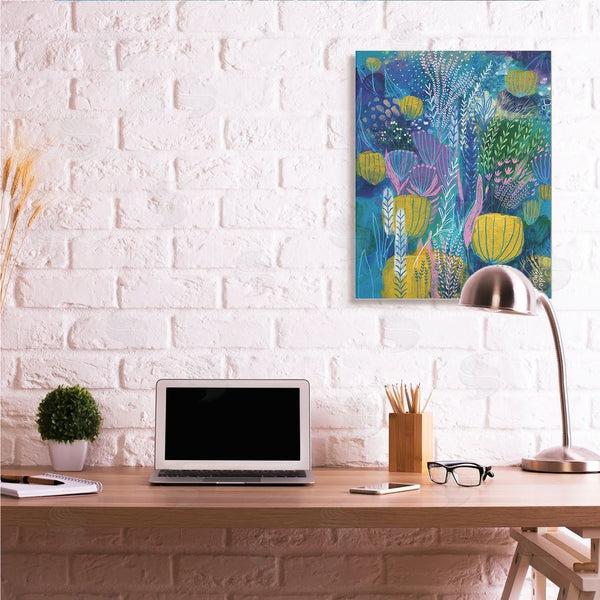Stupell Industries Corina Capri | Field Of Abstract Florals Blue Green Yellow Wall Art
