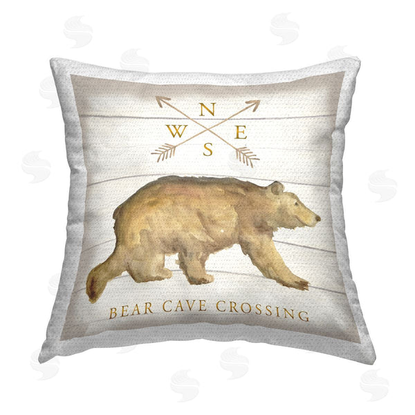Stupell Industries Corinne Haig | Bear Cave Crossing Compass Printed Throw Pillow
