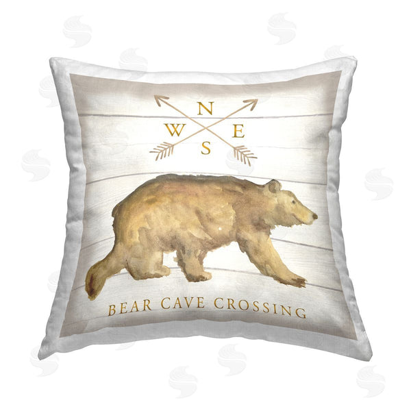 stupell industries Corinne Haig | Bear Cave Crossing Compass Printed Throw Pillow