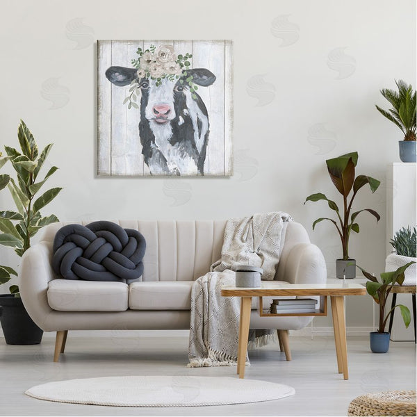 Stupell Industries Corinne Haig | Cow With Rose Garland Wall Art