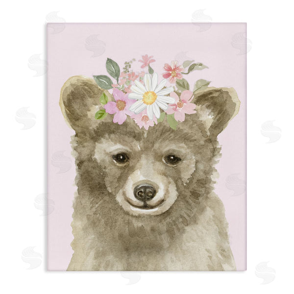 stupell industries Corinne Haig | Floral Bear on Pink Wall Art