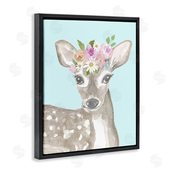 Stupell Industries Corinne Haig | Floral Deer On Blue Wall Art