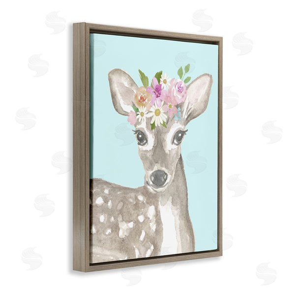 Stupell Industries Corinne Haig | Floral Deer On Blue Wall Art