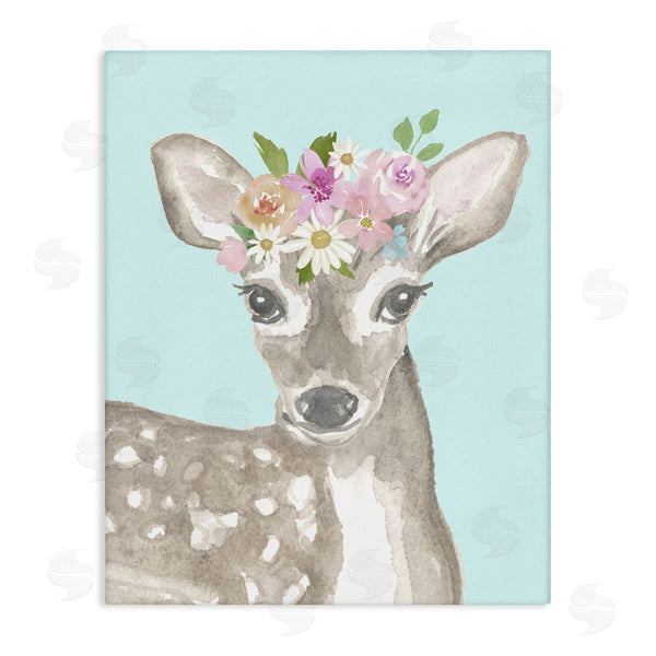 stupell industries Corinne Haig | Floral Deer on Blue Wall Art