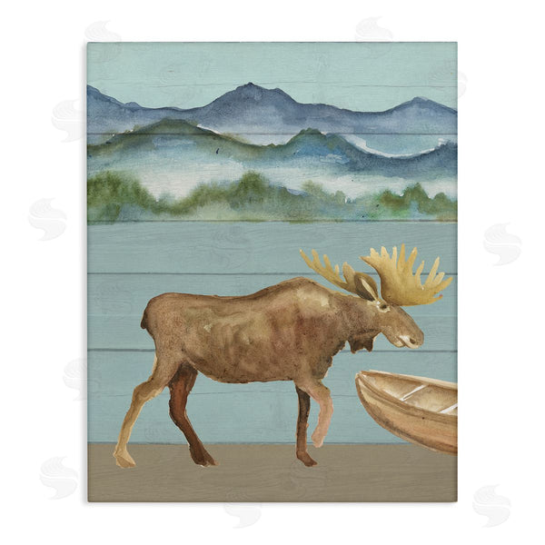 stupell industries Corinne Haig | Rustic Moose at Lake Wall Art