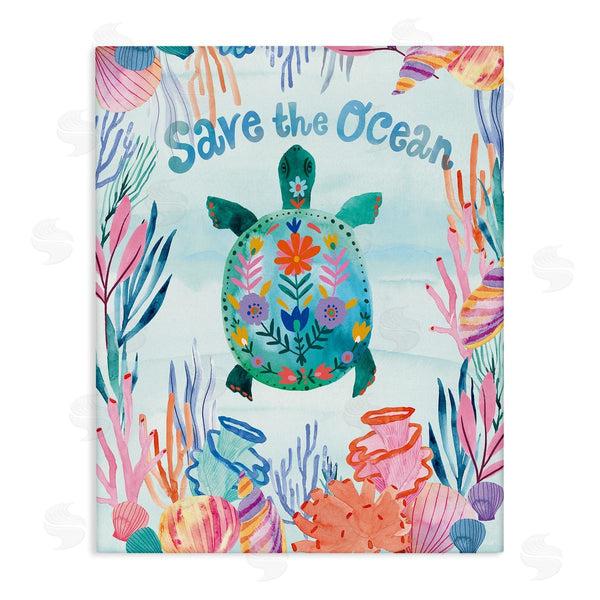 stupell industries Corinne Lent | Save The Ocean Sentiments Floral Pattern Tortoise Wall Art
