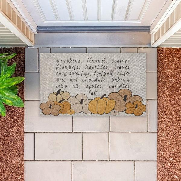 Stupell Industries Corinne Rose Designs | Fall Pumpkin Sentiment Faux Sisal Door Mat