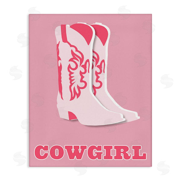 stupell industries Corinne Rose Designs | Pastel Blush Cowgirl Boots Wall Art