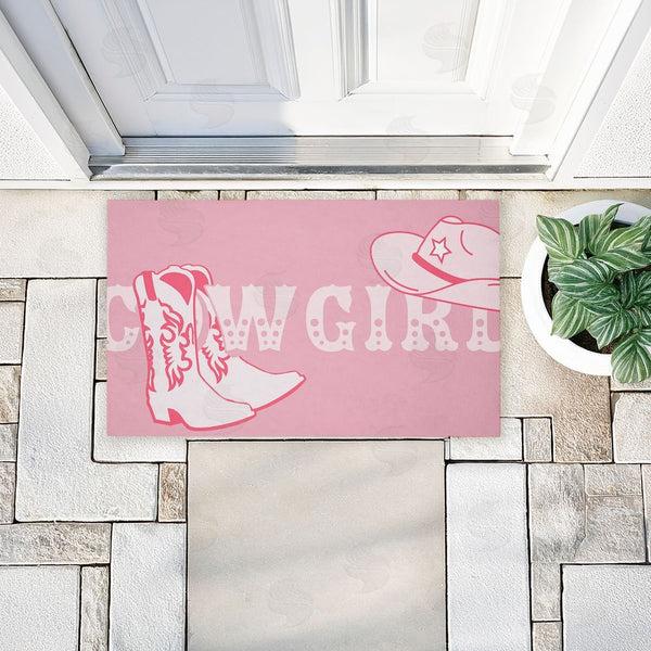 Stupell Industries Corinne Rose Designs | Pink Feminine Dancing Cowgirl Non-Woven Door Mat