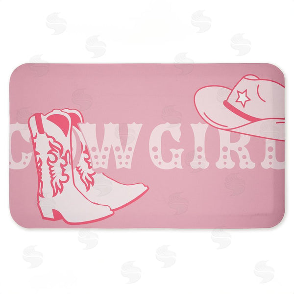 stupell industries Corinne Rose Designs | Pink Feminine Dancing Cowgirl Anti-Fatigue Mat