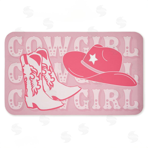 stupell industries Corinne Rose Designs | Pink Pastel Cowgirl Anti-Fatigue Mat