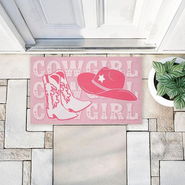 Stupell Industries Corinne Rose Designs | Pink Pastel Cowgirl Non-Woven Door Mat