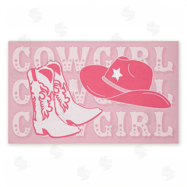 stupell industries Corinne Rose Designs | Pink Pastel Cowgirl Non-Woven Door Mat