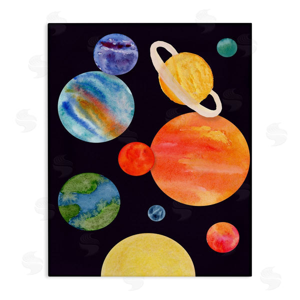 stupell industries Corinne Rose Designs | Watercolor Planets on Black
