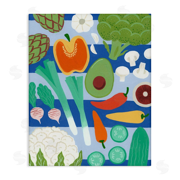 stupell industries Courtney Haley | Kitchen Veggies on Stripes