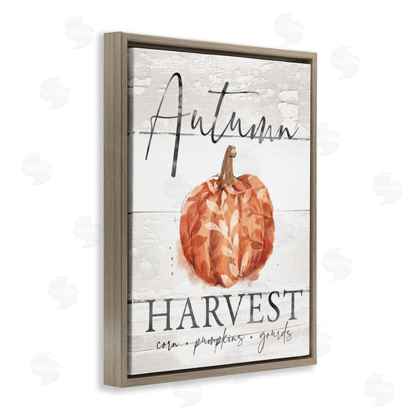 Stupell Industries Courtney Morgenstern | Autumn Harvest Seasonal Rustic Patterned Pumpkin Sign Wall Art