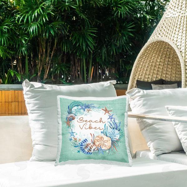 Stupell Industries Courtney Morgenstern | Beach Vibes & Seashells Printed Throw Pillow