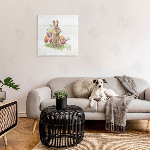 Stupell Industries Courtney Morgenstern | Bunny & Spring Tulips Wall Art