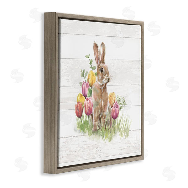 Stupell Industries Courtney Morgenstern | Bunny & Spring Tulips Wall Art