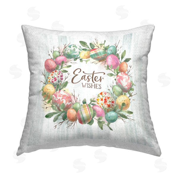 Stupell Industries Courtney Morgenstern | Easter Wishes Wreath Printed Throw Pillow