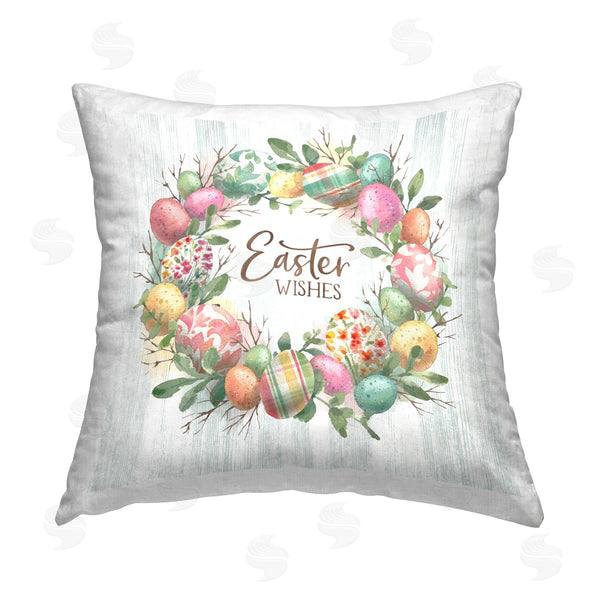 stupell industries Courtney Morgenstern | Easter Wishes Wreath Printed Throw Pillow