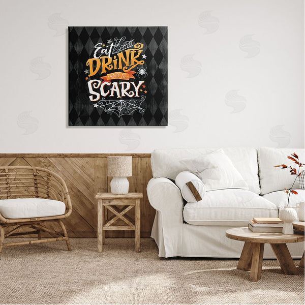 Stupell Industries Courtney Morgenstern | Eat Drink Be Scary Halloween Pattern Wall Art