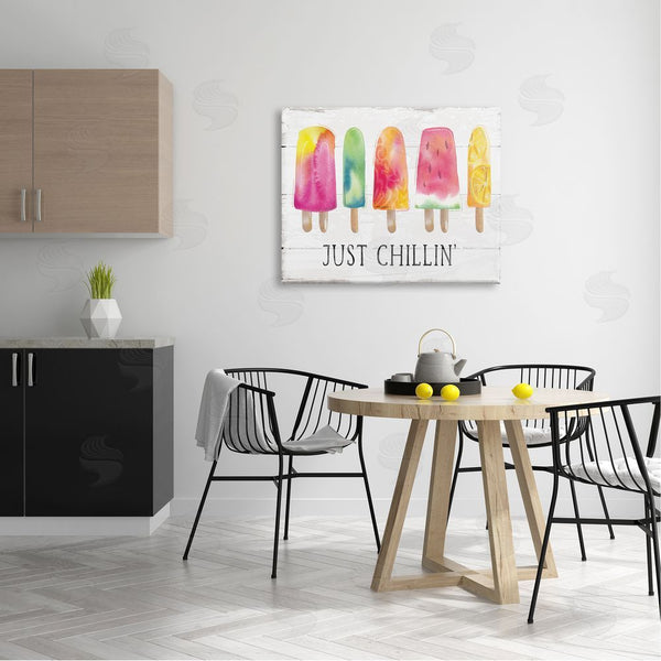 Stupell Industries Courtney Morgenstern | Just Chillin' Rustic Grain Pattern Summer Ice Pop Wall Art