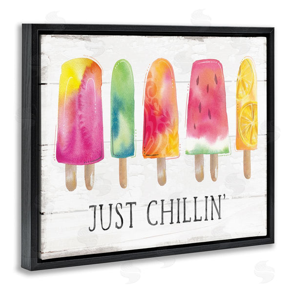 Stupell Industries Courtney Morgenstern | Just Chillin' Rustic Grain Pattern Summer Ice Pop Wall Art