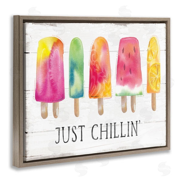 Stupell Industries Courtney Morgenstern | Just Chillin' Rustic Grain Pattern Summer Ice Pop Wall Art