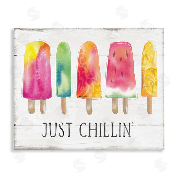 stupell industries Courtney Morgenstern | Just Chillin' Rustic Grain Pattern Summer Ice Pop Wall Art