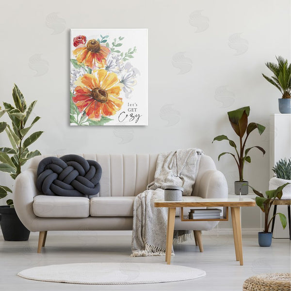 Stupell Industries Courtney Morgenstern | Let's Get Cozy Diversified Spring Daisy Rose Arrangement Wall Art